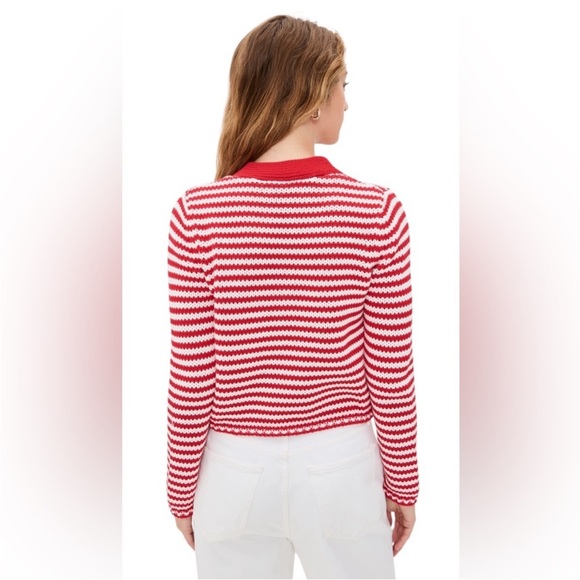 La Ligne Mini Marina Cropped Cardigan. Red Fine Stripe. L. NWT - Picture 2 of 6